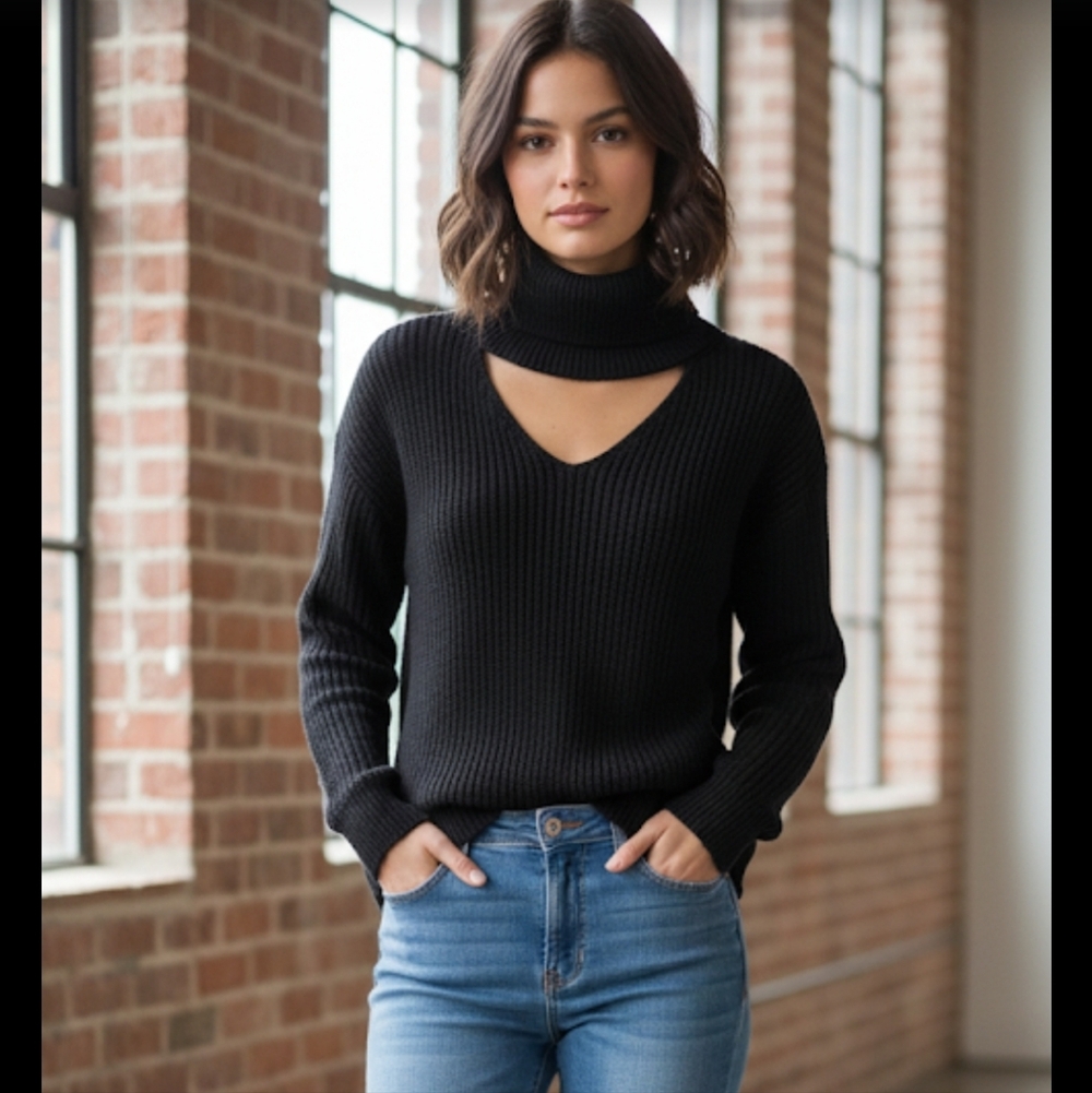 Bar III Women's Black Turtleneck Sweater